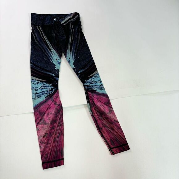 Lululemon Leggings Womens 4 Multi-Color Abstract Full-Length Mid-Rise Activewear - Picture 8 of 9